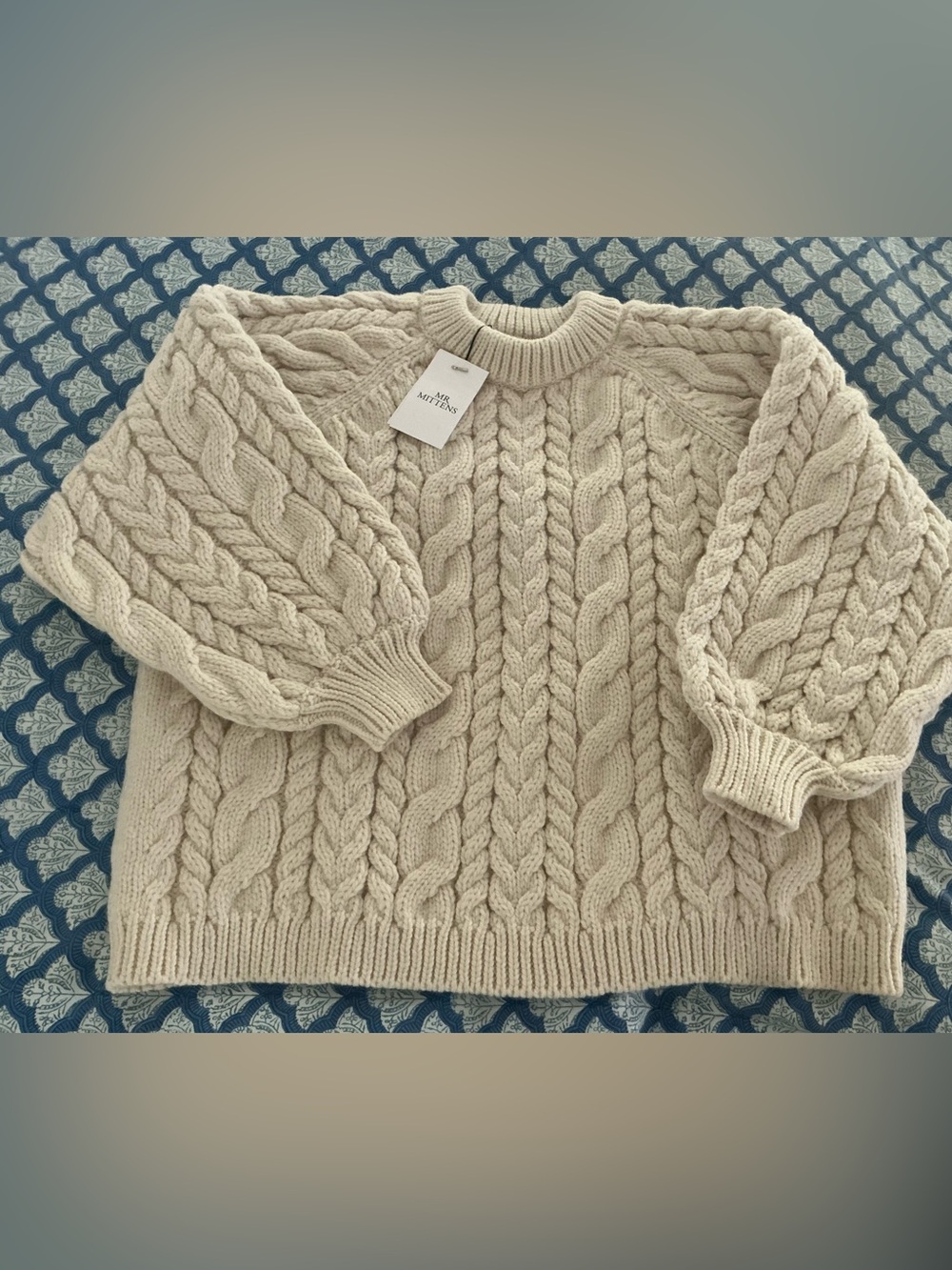 NWT Mr. Mittens cable crewneck sweater sz M L